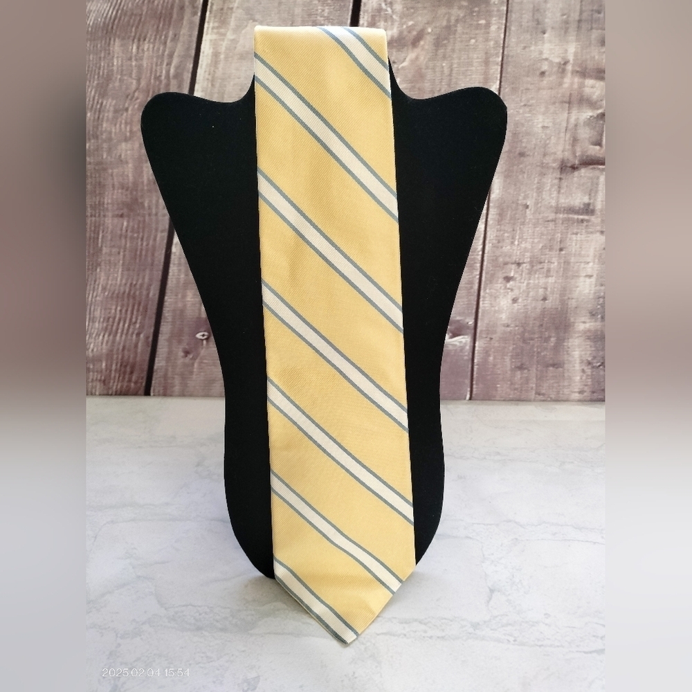 Ferrell Reed City of London Tie Necktie Silk Handsewn Repp Yellow Stripes GUC
